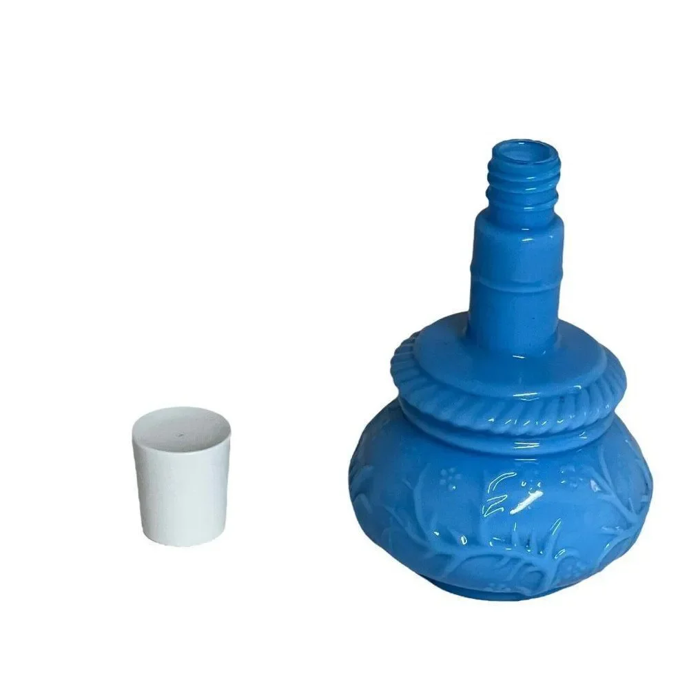 Vintage Avon White And Blue Milk Glass Perfume Cologne Bottle Haunted 5